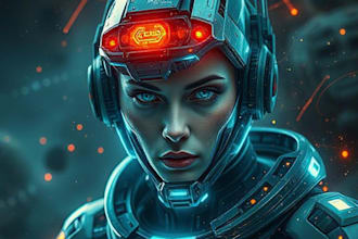 design stunning sci fi portrait art