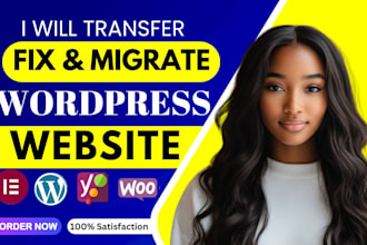 migrate, transfer wordpress website,change hosting and domain name,fix 404 error
