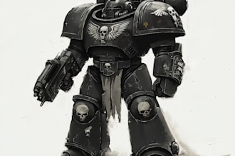 draw warhammer 40k figures with old school