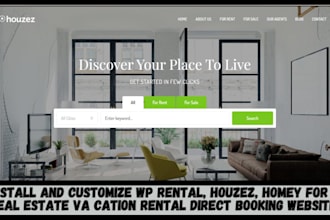 install and customize wp rentals, houzez, homey, wp residence for real estate
