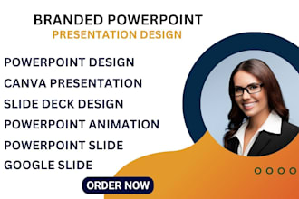 design branded powerpoint and google slide with modern template