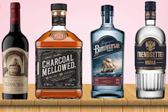 do bottle label logo for gin wine vodka whiskey rum tequila beer liquor bourbon