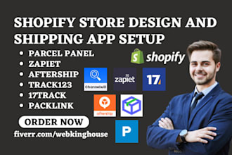 setup shopify shipping parcel panel zapiet aftership track123 17track packlink
