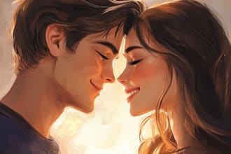 make a cute cartoon couple portrait