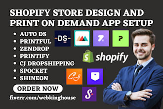 setup shopify print on demand auto ds printful zendrop printify cj spocket shine