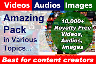 send 10,000 plus royalty free videos, audios, and images