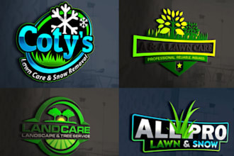design snow removal lawn care,landscape and yard clean logo