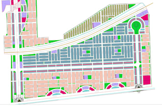 design new town, estate, housing scheme layout plan on your area of land