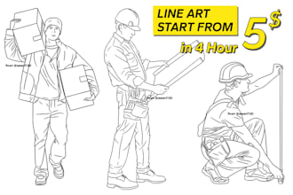 draw detailed vector line art instruction manual drawing in 4hour