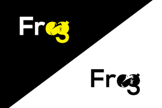 design text based, negative space and letter mark logo