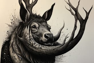 draw black and white ink and pencil illustration