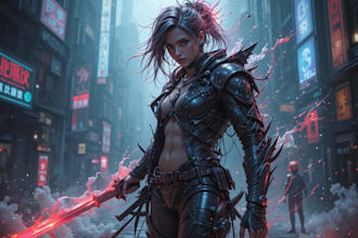 design cyberpunk and fantasy character splash art