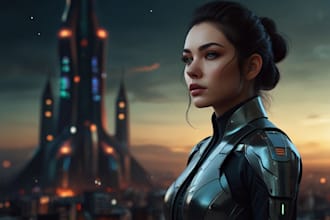 create fantasy, sci fi, character with hyperrealistic style
