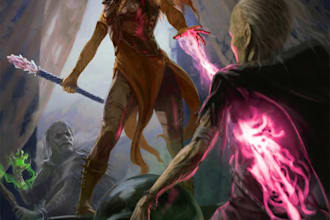 make fantasy dnd art, monster character, and dnd party