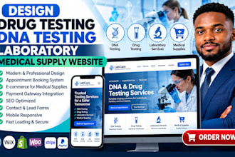 design drug testing website, dna testing, laboratory, medical supply website