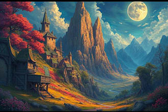 create fantasy landscape concept art