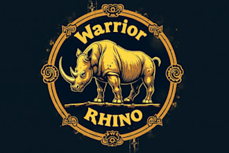 create outstanding warrior rhino logo with express delivery