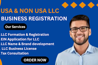 do USA and non USA llc registration ,ein application, tax consultation ,brand