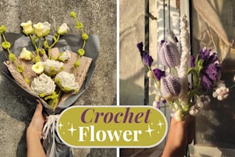 make crochet flowers and customize bouquet
