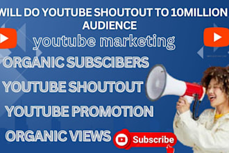 shoutout, promote youtube channel on millions organic subscribers,monetization