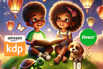 draw african american children story book illustration, and children book cover