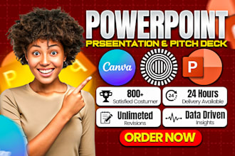 design and redesign presentation slides, powerpoint deck, investor pitch deck