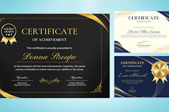 design a professional course certificate, diploma, or award certificate
