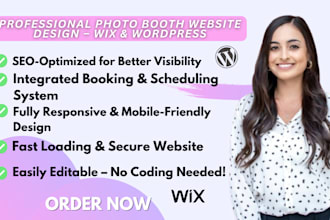 create a photo booth website, 360 photo booth, wordpress, and wix site