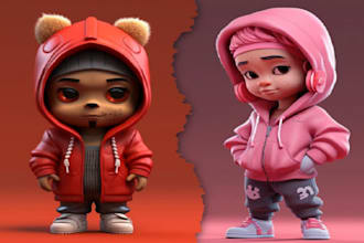 create 3d cartoon style modeling for mascot, 3d toys game character