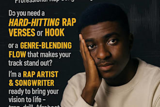 write and record fire rap verses or hooks for you any genre