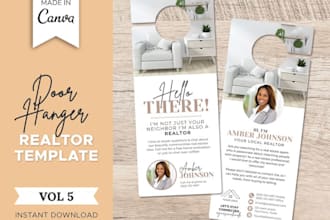 design real estate door hanger, flyer, business card, postcards in 7 hours