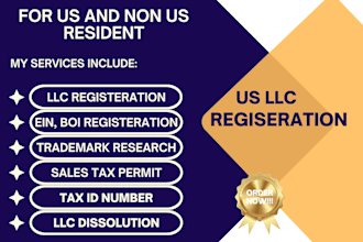 do US company registration llc, ein, boi report, trademark, sales tax permit