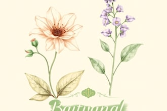 draw botanical illustration of flower illustration, plant illustration and logo
