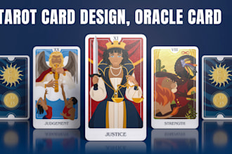 design custom tarot cards, oracle zodiac card illustration, tarot card reading