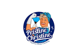 design caricature cleaning services logo