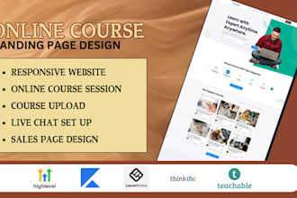 kajabi, teachable online course website, learnworlds website, thinkfic, podia