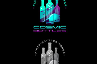 design cosmic bottle shop logo