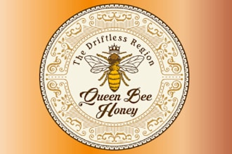 design minimal queen bee honey logo