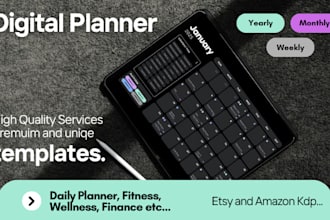 custom digital planner, journal, calendar for etsy store