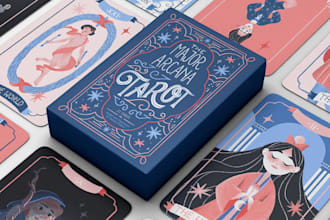 design tarot cards, oracle zodiac card illustration, card box tarot card reading