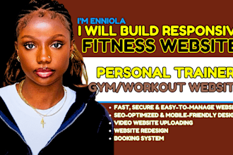 fitness website, gym website, personal trainer website, workout landing page