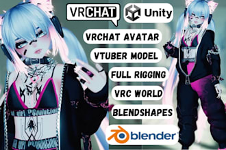 upload, design custom vrchat avatar, vrm avatar, vrchat character, vr character