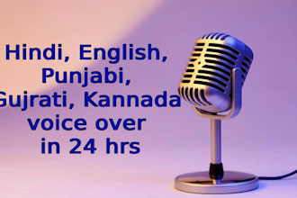 hindi, english, punjabi, kannada male and female voice over