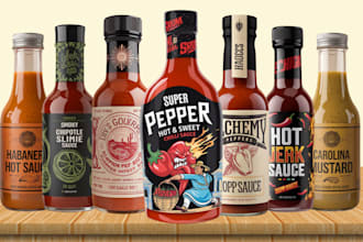 do label logo for sauce seasoning salsa dips BBQ rubs chilli spice and food