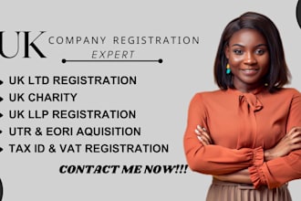 do UK ltd formation, llp registration, UK charity, cic, utr, eori, tax id, vat
