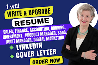 write banking, finance, accounting, investment, sales, product manager resume