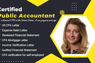 prepare and sign CPA certified financial statement, CPA audit and verify as CPA