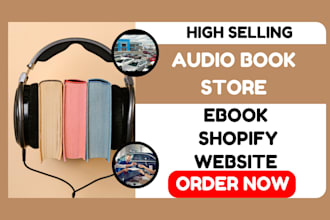 build selling audiobook shopify store book website book store with author filter