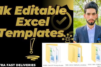 provide 1k editable excel templates premium spreadsheets