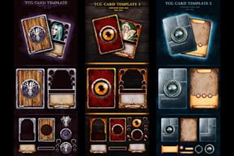 design custom card template illustration, trading card frame, tcg ccg mtg, tarot